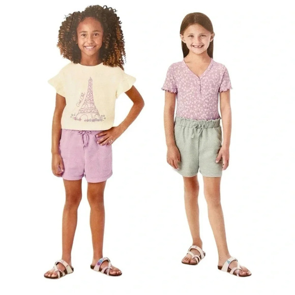 NWT Member's Mark 4 Piece Girls Playwear Set - 2 Shirts, 2 Shorts - Picture 3 of 4